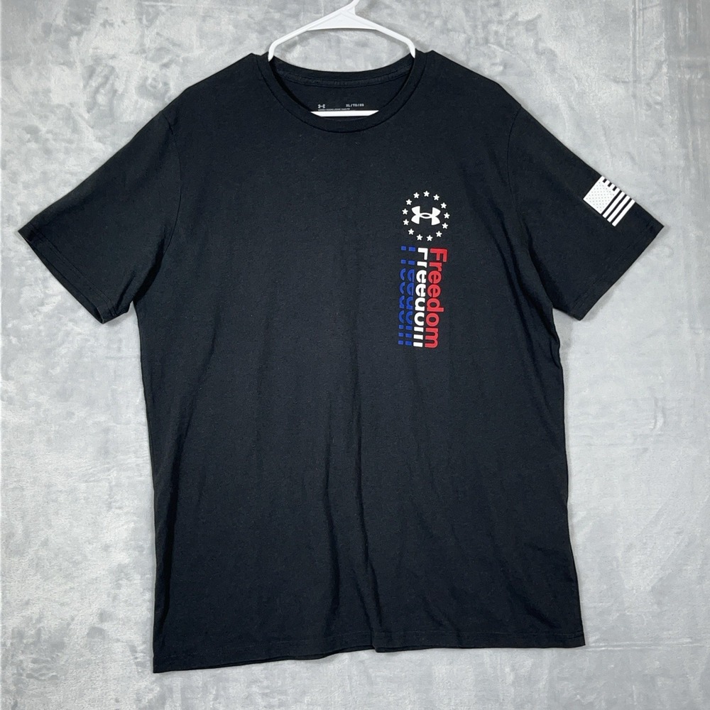 UA Under Armour Freedom US Flag/Eagle‎ T Shirt Mens XL Black Short Sleeve